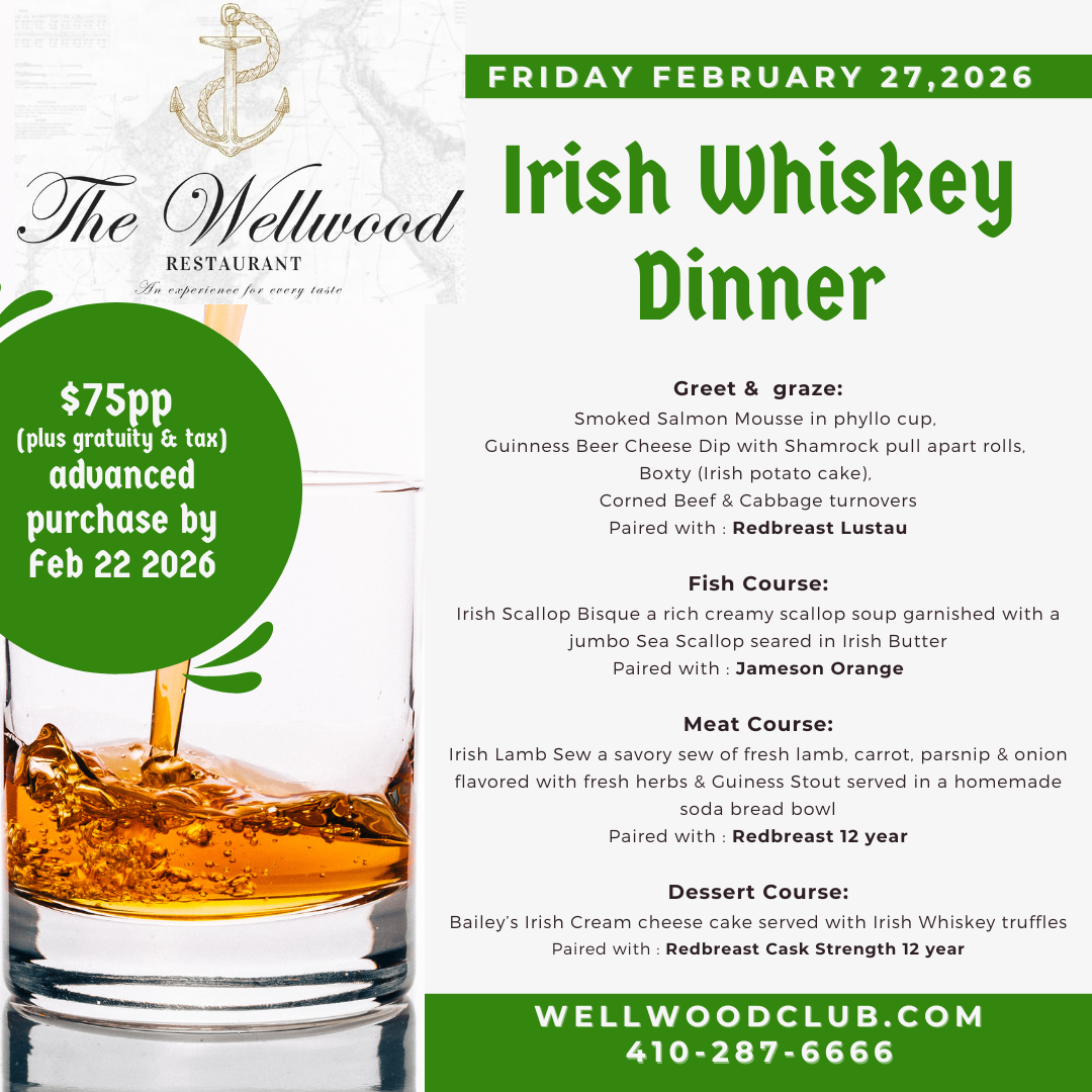 2-27-2026 Irish Whiskey dinner menu