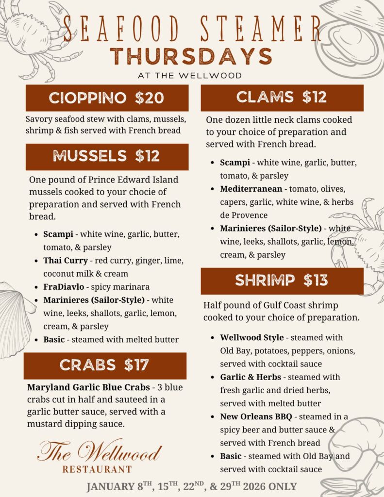Steamer Specials Thursday Jan 2026