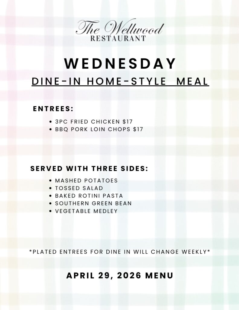 Wednesday Dine-in 4.29.26