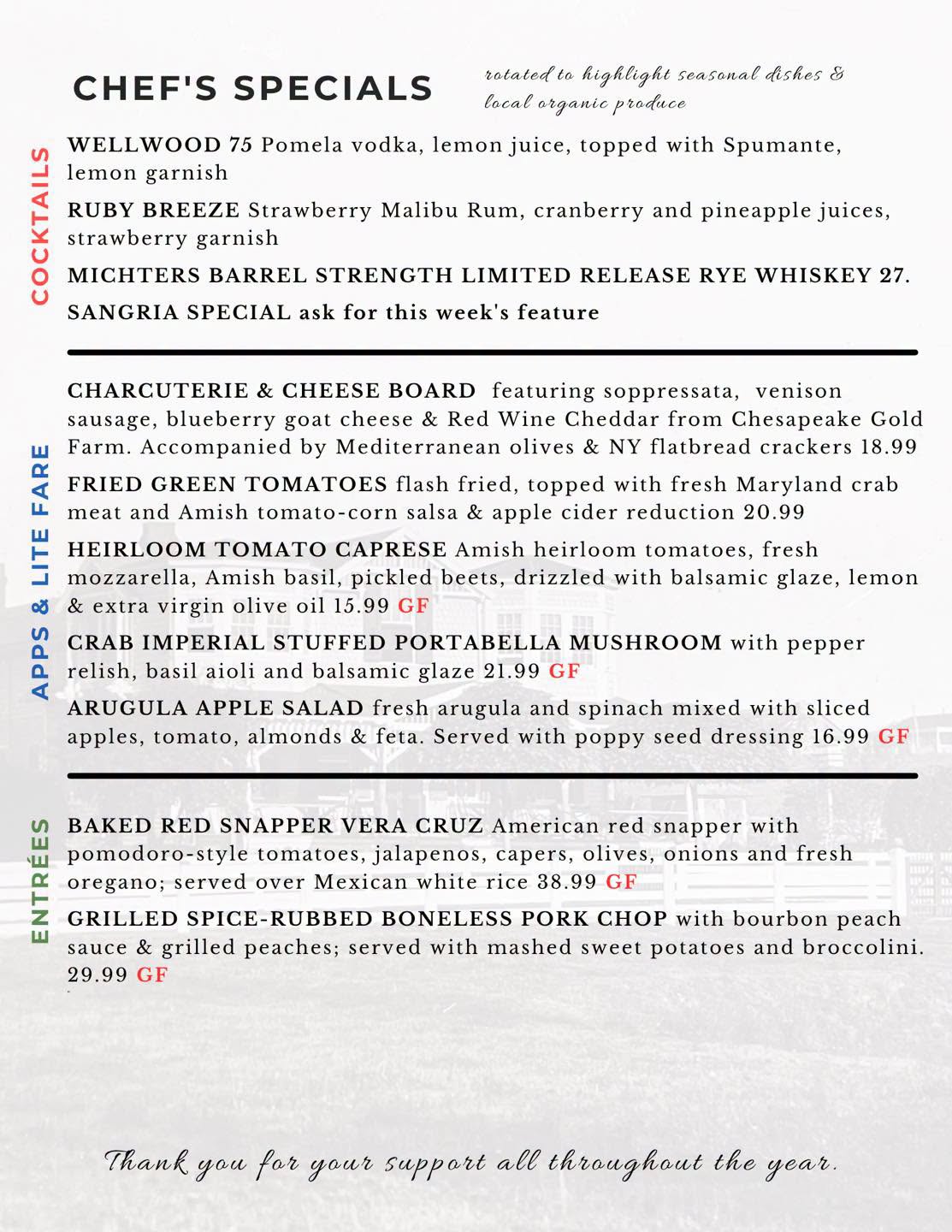 Chef Specials September