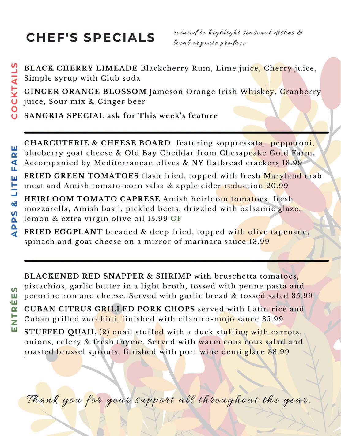 Chefs Specials Oct 2026